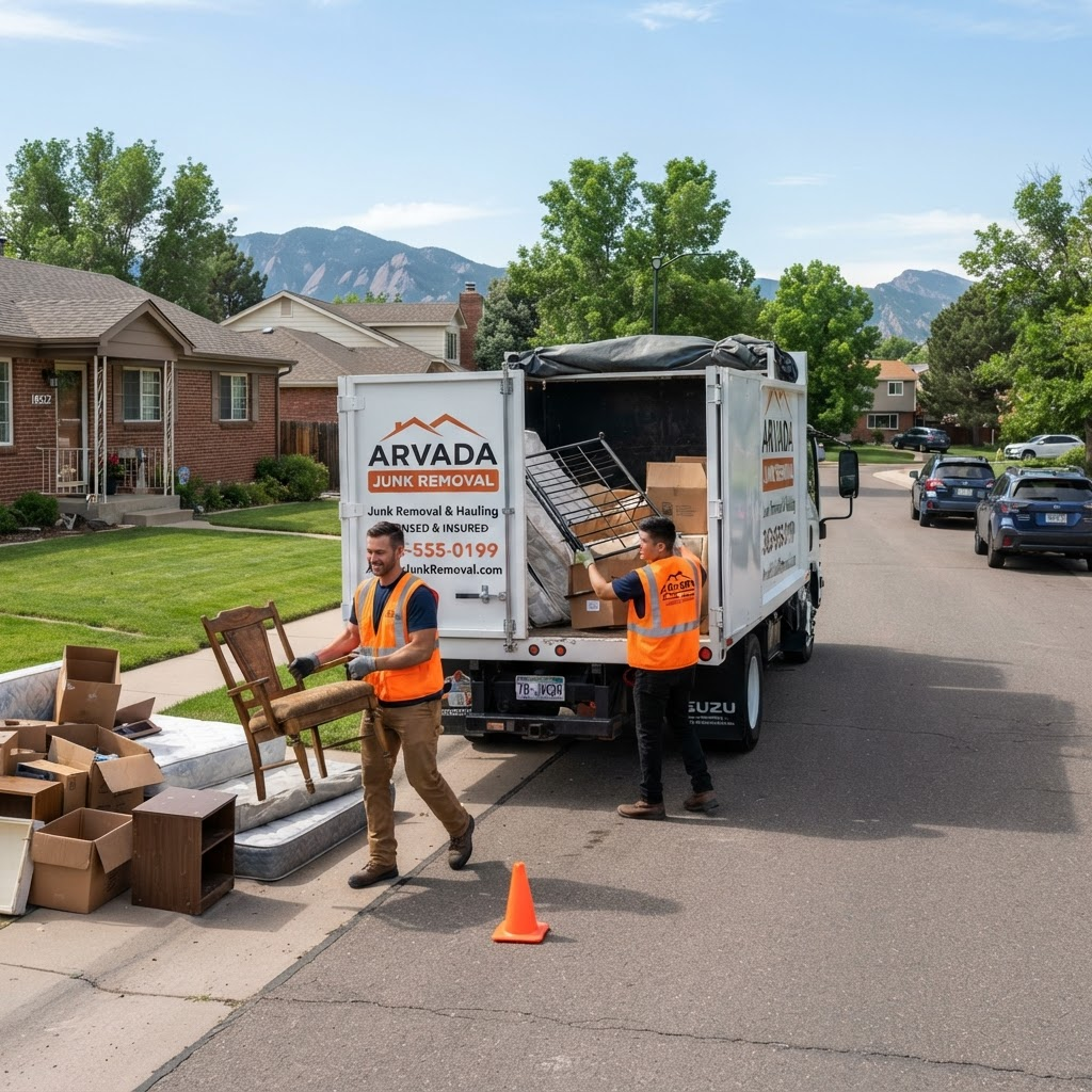 Professional Haul & Home junk removal team removing furniture from Arvada home